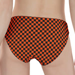 Orange And Black Checkered Pattern Print Women's Panties