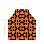 Orange And Black Halloween Argyle Print Adjustable Apron