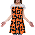 Orange And Black Halloween Argyle Print Adjustable Apron