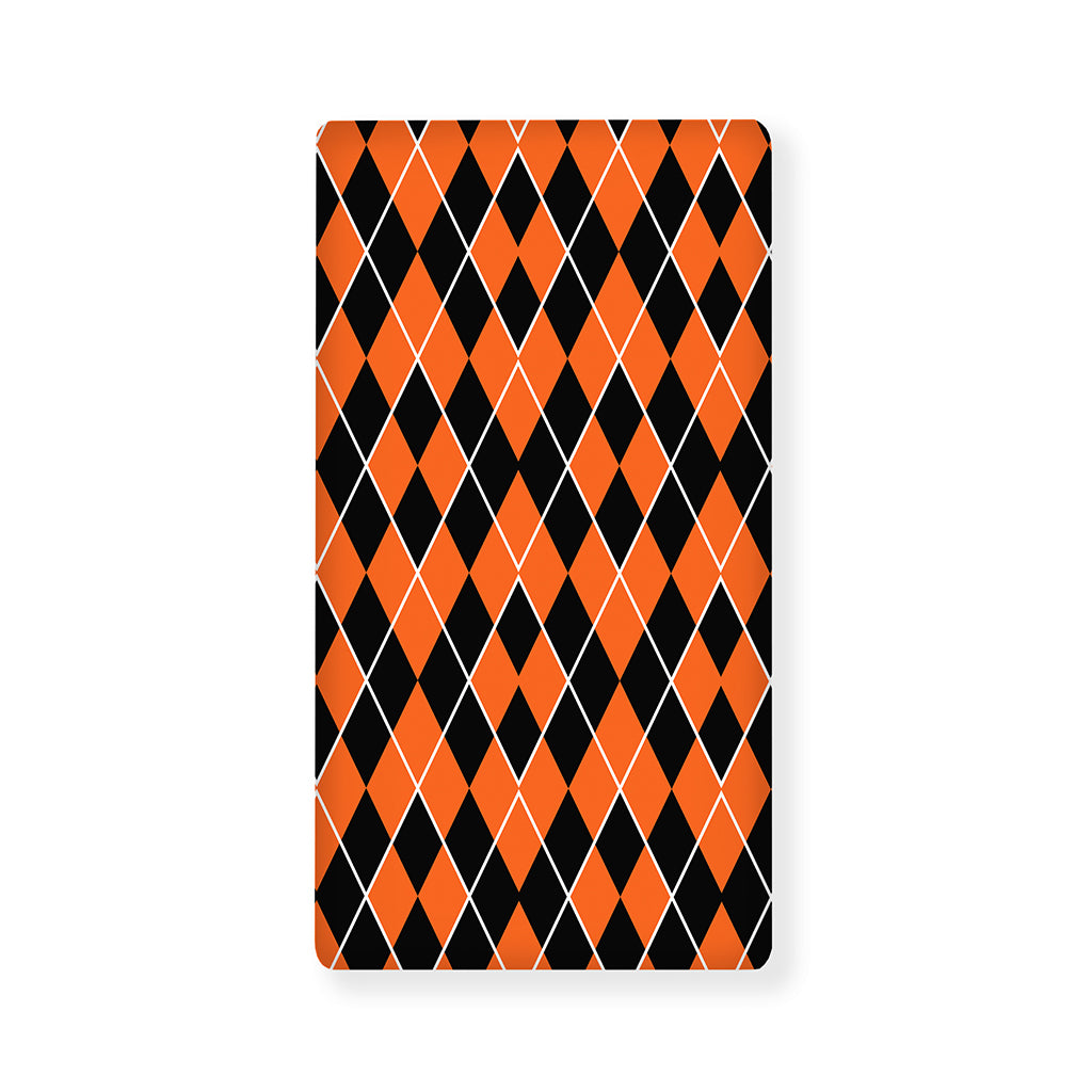 Orange And Black Halloween Argyle Print Baby Crib Sheet