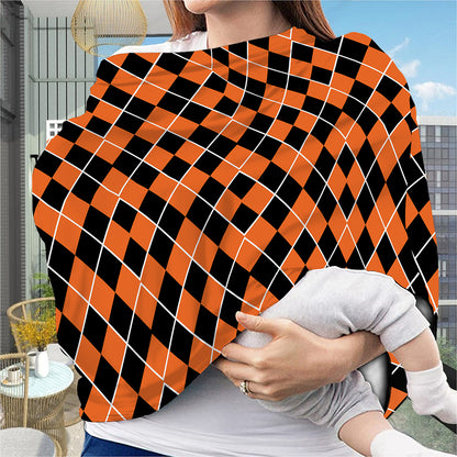 Orange And Black Halloween Argyle Print Baby Seat Cover
