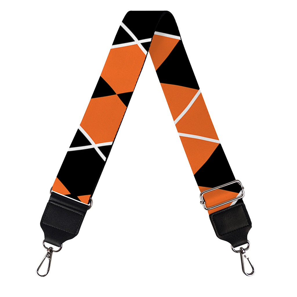 Orange And Black Halloween Argyle Print Bag Strap