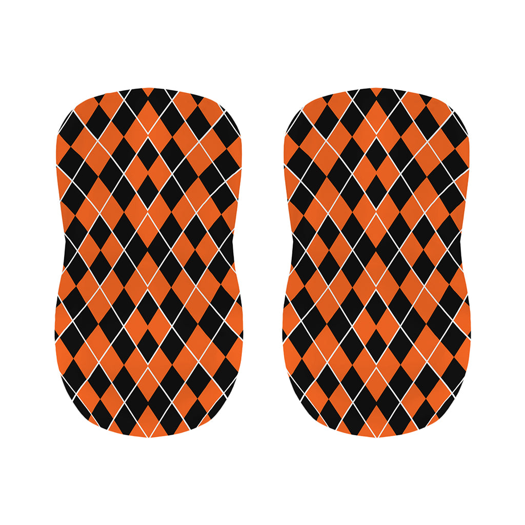 Orange And Black Halloween Argyle Print Bar Stool Covers