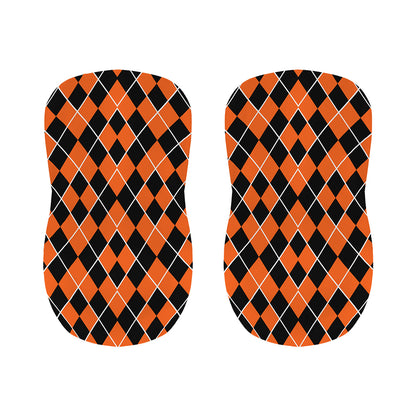 Orange And Black Halloween Argyle Print Bar Stool Covers