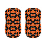 Orange And Black Halloween Argyle Print Bar Stool Covers