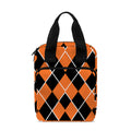 Orange And Black Halloween Argyle Print Bible Tote Bag