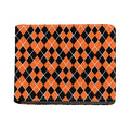 Orange And Black Halloween Argyle Print Bifold Wallet