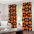 Orange And Black Halloween Argyle Print Dimout Grommet Curtains