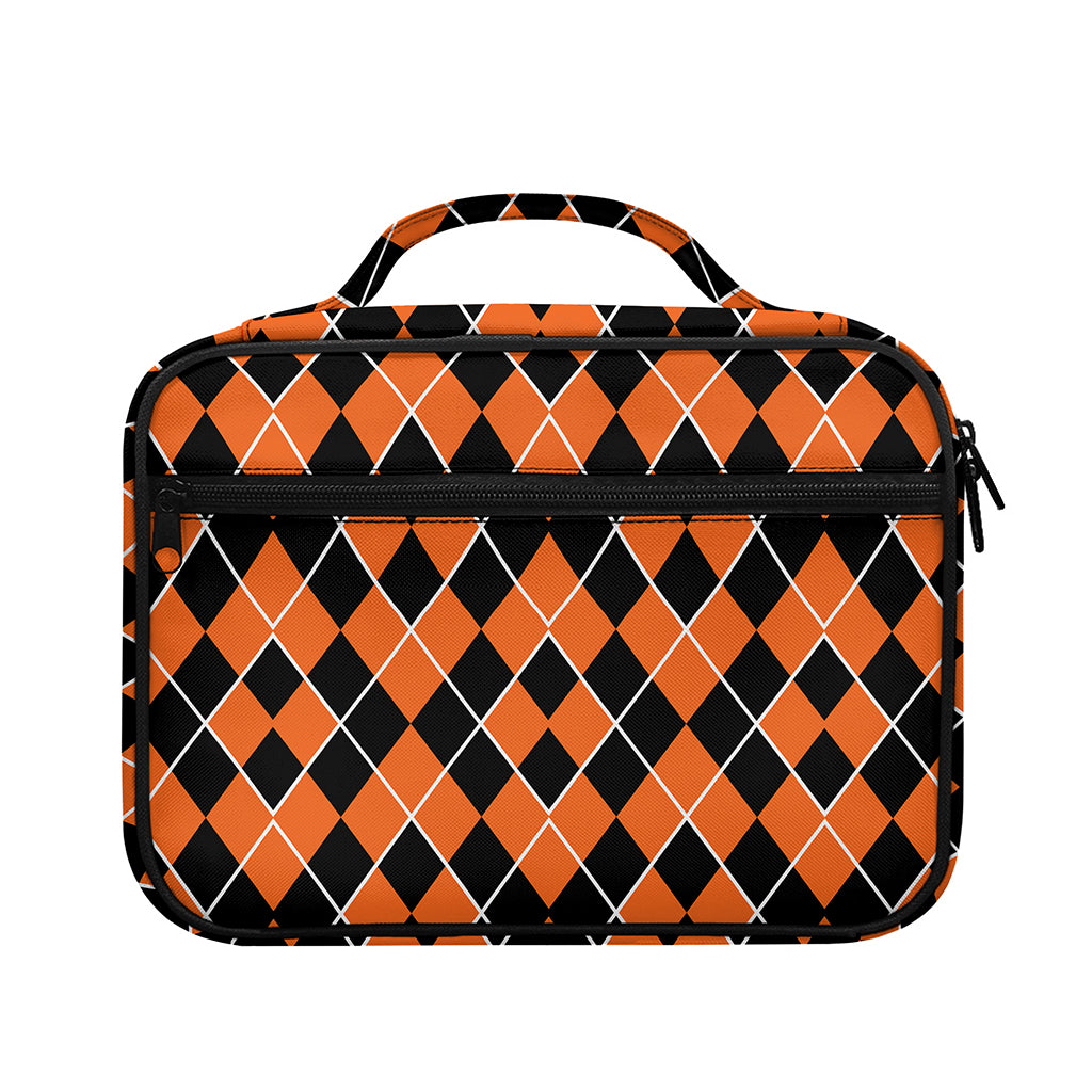 Orange And Black Halloween Argyle Print Briefcase Bible Bag
