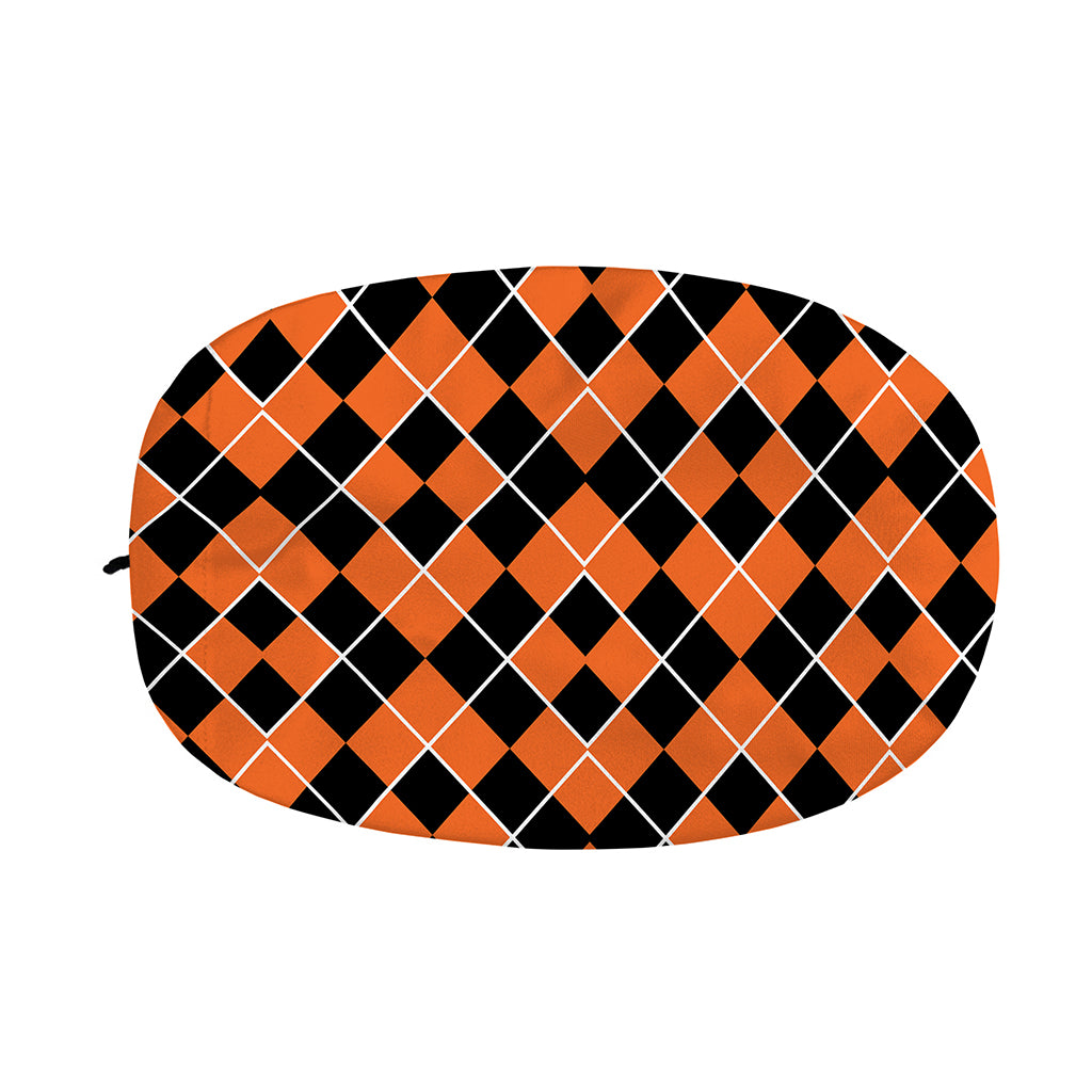 Orange And Black Halloween Argyle Print Car Side Mirror Covers