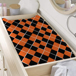 Orange And Black Halloween Argyle Print Changing Pad Cover