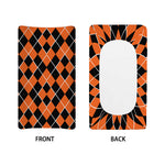 Orange And Black Halloween Argyle Print Changing Pad Cover