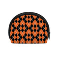 Orange And Black Halloween Argyle Print Coin Purse