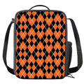 Orange And Black Halloween Argyle Print Crossbody Lunch Bag