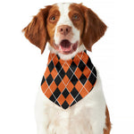 Orange And Black Halloween Argyle Print Dog Bandana