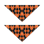 Orange And Black Halloween Argyle Print Dog Bandana