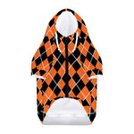 Orange And Black Halloween Argyle Print Dog Zip Up Hoodie