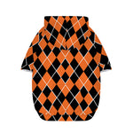 Orange And Black Halloween Argyle Print Dog Zip Up Hoodie