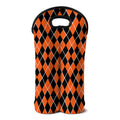 Orange And Black Halloween Argyle Print Double Neoprene Wine Tote