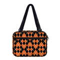 Orange And Black Halloween Argyle Print Double Strap Bible Bag