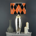 Orange And Black Halloween Argyle Print Drum Lamp Shade