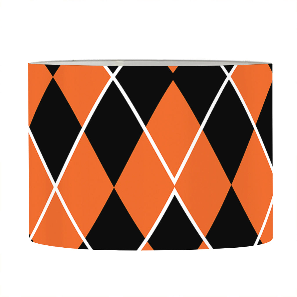 Orange And Black Halloween Argyle Print Drum Lamp Shade