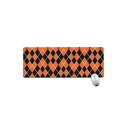 Orange And Black Halloween Argyle Print Extended Mouse Pad