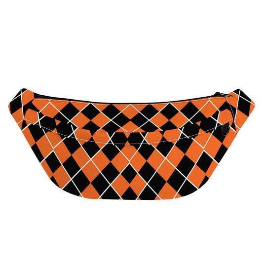 Orange And Black Halloween Argyle Print Fanny Pack