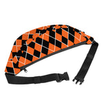 Orange And Black Halloween Argyle Print Fanny Pack