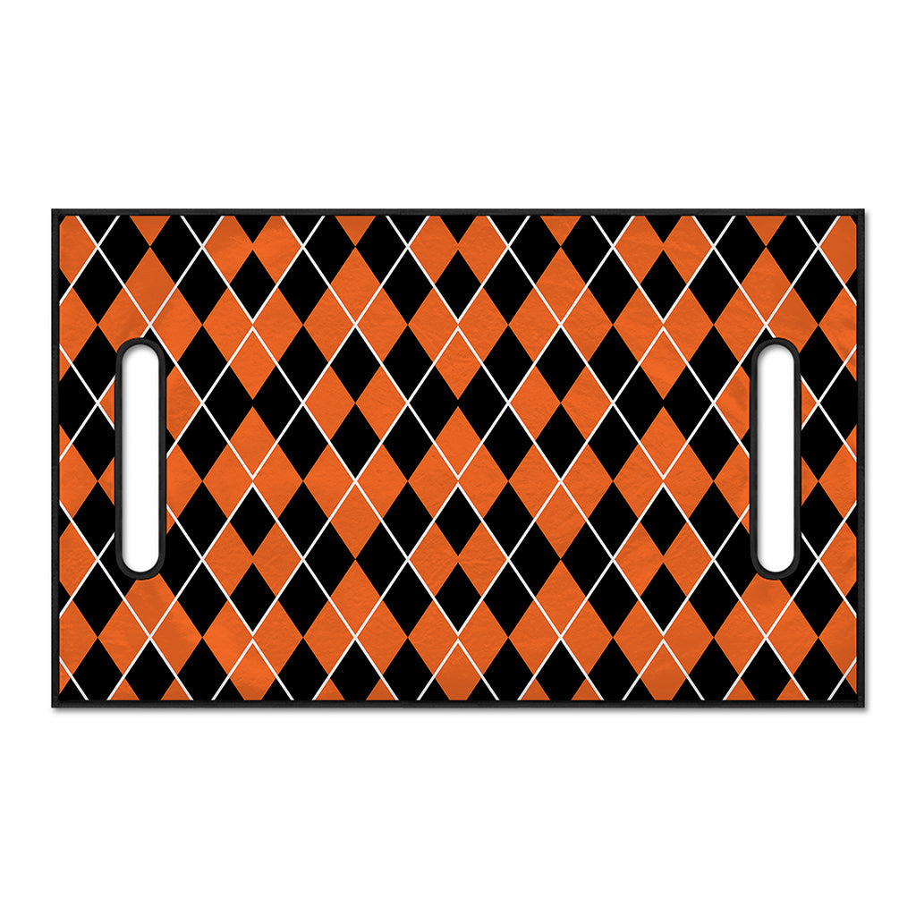 Orange And Black Halloween Argyle Print Golf Cart Seat Cover