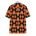 Orange And Black Halloween Argyle Print Hawaiian Shirt