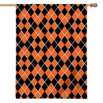 Orange And Black Halloween Argyle Print House Flag