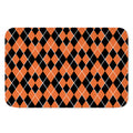 Orange And Black Halloween Argyle Print Indoor Door Mat