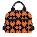 Orange And Black Halloween Argyle Print Insulated Lunch Bag