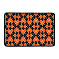 Orange And Black Halloween Argyle Print Kitchen Mat