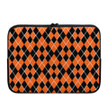 Orange And Black Halloween Argyle Print Laptop Sleeve