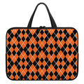 Orange And Black Halloween Argyle Print Laptop Sleeve With Handle
