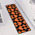 Orange And Black Halloween Argyle Print Long Kitchen Mat