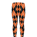 Orange And Black Halloween Argyle Print Men's Leggings