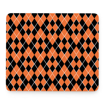 Orange And Black Halloween Argyle Print Mouse Pad