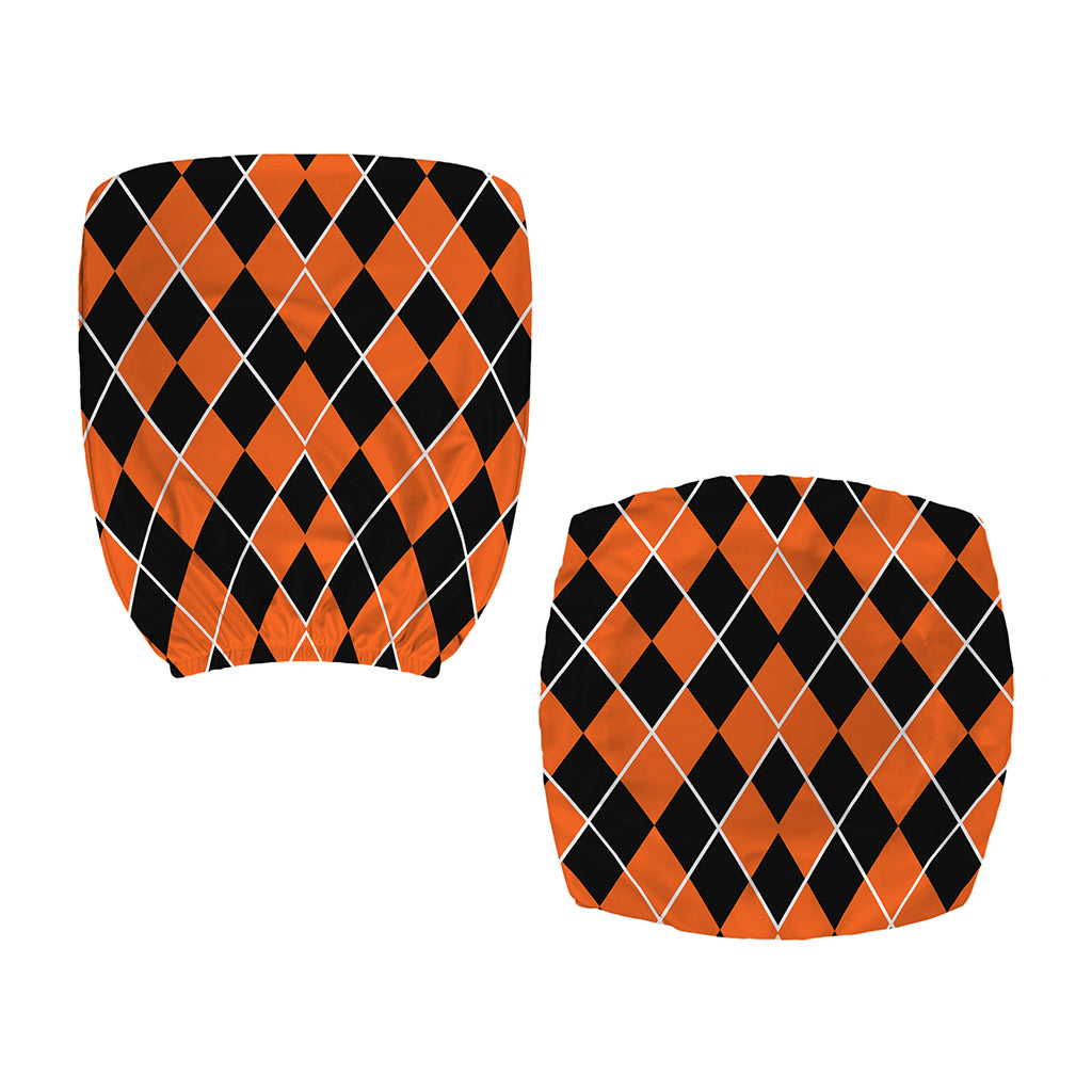Orange And Black Halloween Argyle Print Office Chair Cover