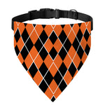 Orange And Black Halloween Argyle Print Over The Collar Dog Bandana
