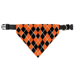 Orange And Black Halloween Argyle Print Over The Collar Dog Bandana