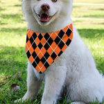 Orange And Black Halloween Argyle Print Over The Collar Dog Bandana