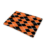 Orange And Black Halloween Argyle Print Pet Cooling Mat Cover
