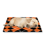 Orange And Black Halloween Argyle Print Pet Cooling Mat Cover