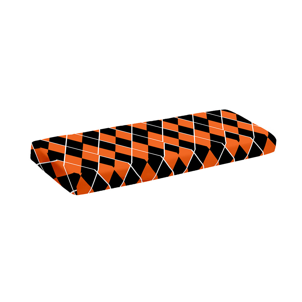 Orange And Black Halloween Argyle Print Piano Keyboard Cover