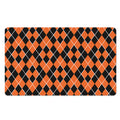 Orange And Black Halloween Argyle Print Polyester Doormat