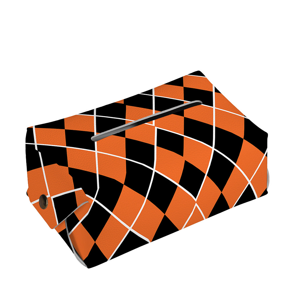 Orange And Black Halloween Argyle Print Rectangle Tissue Box Cover