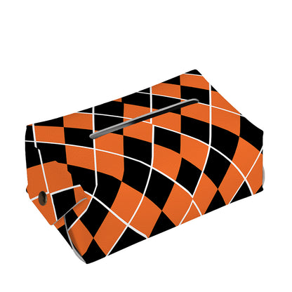 Orange And Black Halloween Argyle Print Rectangle Tissue Box Cover